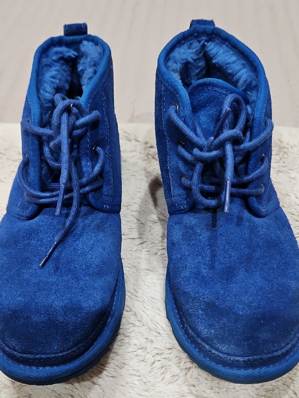 UGG Kids Royal Blue Suede Lace-Up Boots